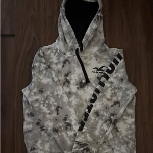 Hollister Men’s Black & Gray Tie-Dye Pullover Hoodie